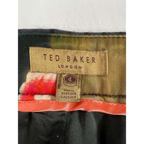 Ted Baker London Pants US 10 Black Green Daseat Waffle Cropped Notched Stretch - Picture 9 of 12